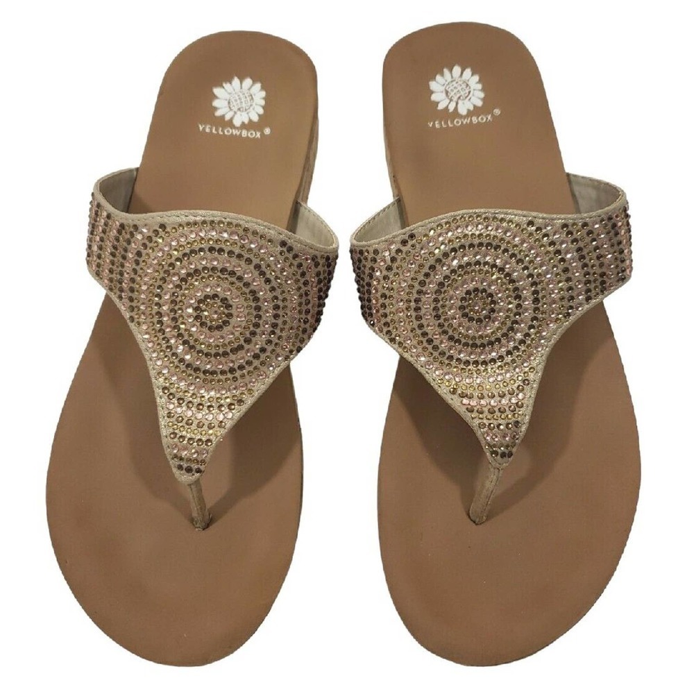 Yellow Box Womens Cadenza Beige Thong Sandals Shoes 8.5 Medium (B,M) 5522